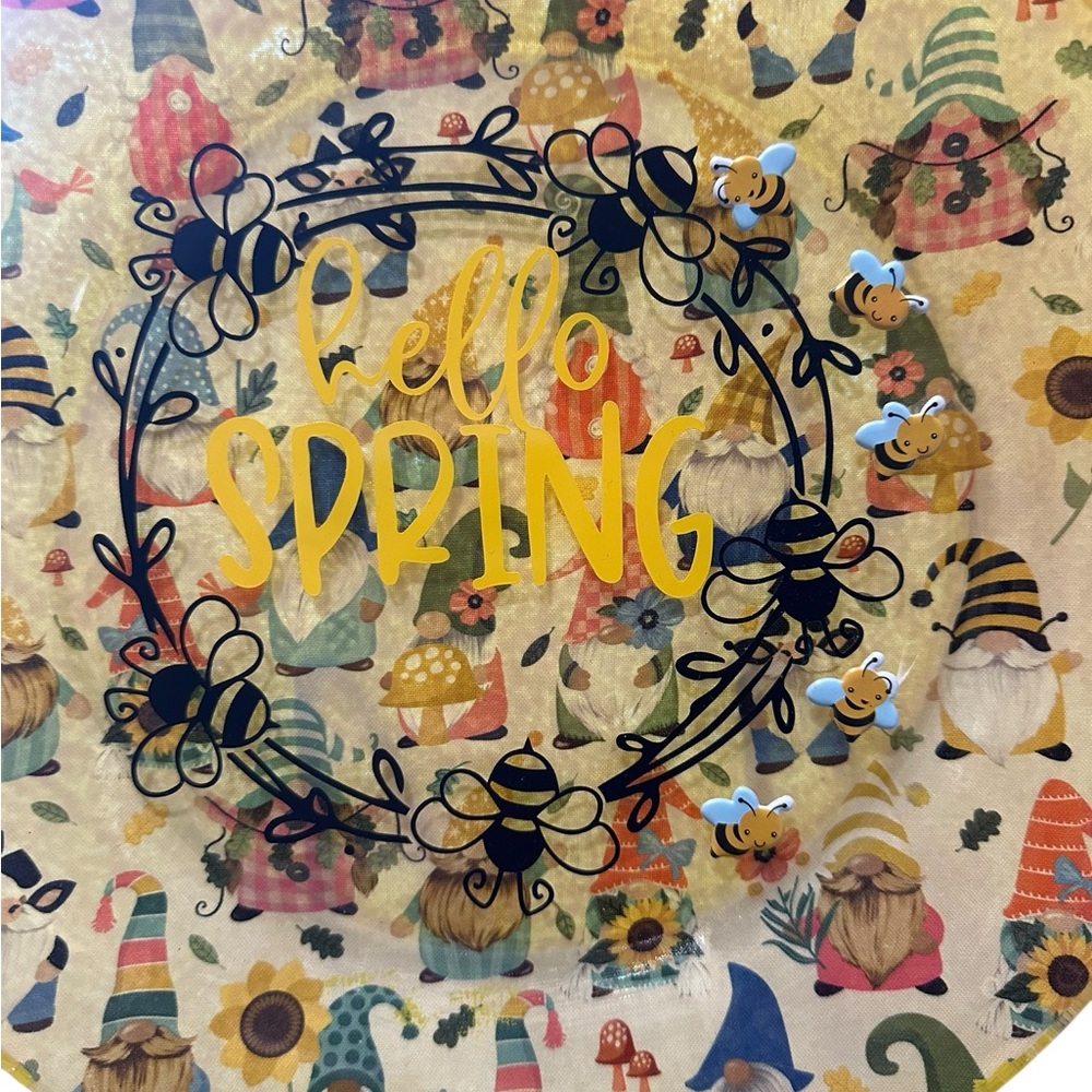 Handcrafted Hello Spring Decorative Glass Plate - Picture 3 of 3